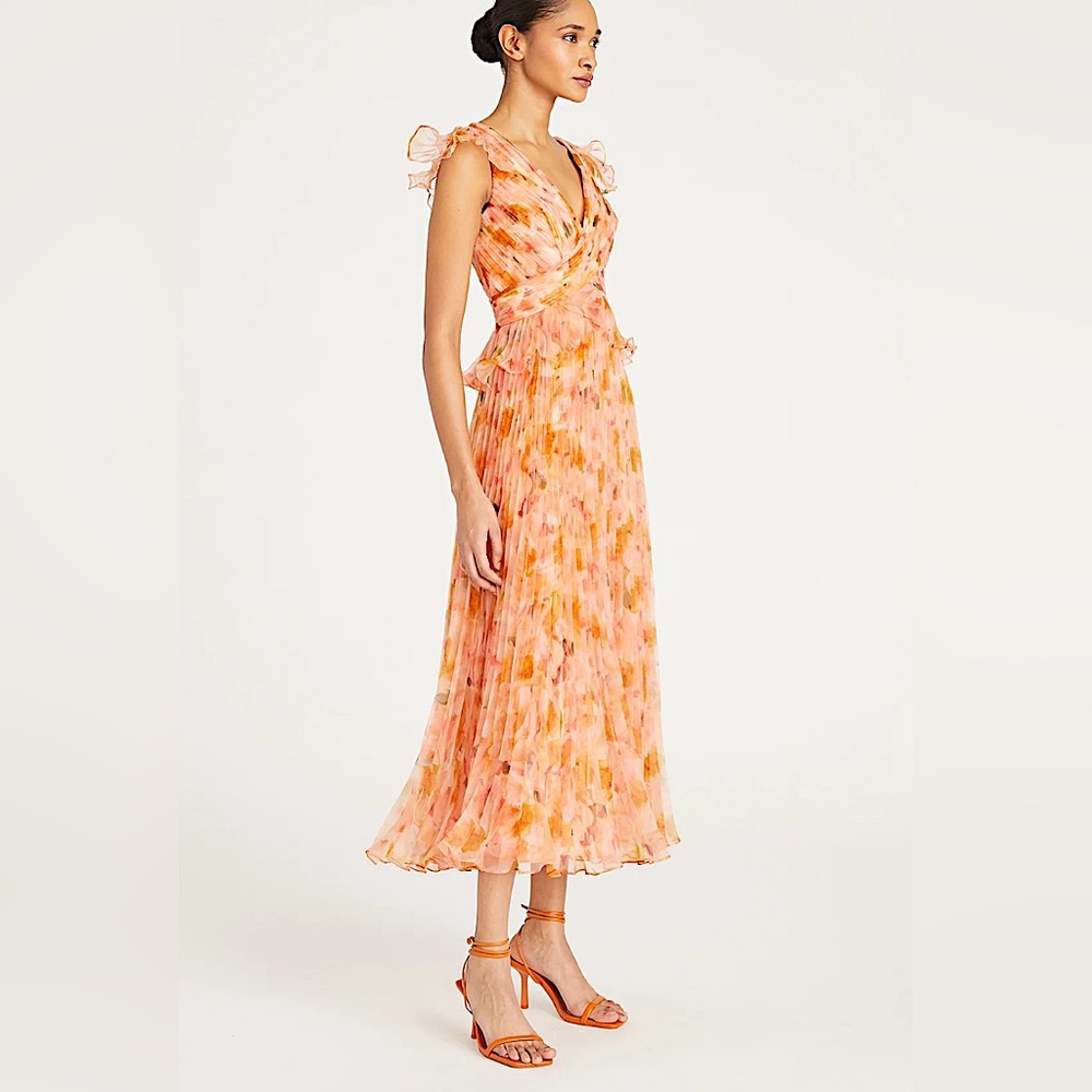 THEIA Holly Pleated Tea Length Gown - Picture 5 of 14